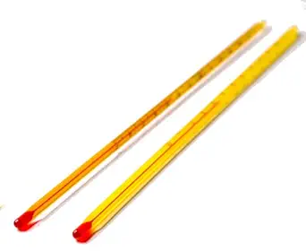 LABWORLD Thermometer -10 to 110 Degrees Celsius Pack of 2, 300mm Alcohol for Laboratory Industrial and Household Purpose, Plastic Case (Yellow)