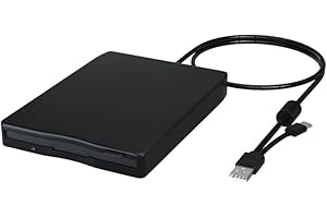 DOVMEWO Floppy Diskette Reader Drive with USB and Type C, 3.5 inch External Portable Floppy Diskette Drive, 1.44 MB Dual Interface FDD Diskette Drive for Desktop, PC, Mac OS, Windows 11/10/8/7/XP/2000/Linux