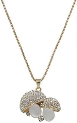 Totoroforet Captaine Teemo Mushroom Necklace on Gold Plated Opal Stones ---
