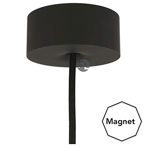 Preisvergleich Produktbild Baldachin magnetisch Deckenbaldachin Lampenbaldachin 87x38mm - Schwarz Kunststoff