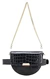 DESIGN & VERWENDUNG: Runde Bauchtasche, Gürteltasche, Hüfttasche, kleine Handtasche, Abendtasche mit Krokodil Optik. Wird an einem Gürtel oder über die Schulter getragen. Trendy, Modisch und Must-have für die Jahreszeit 2019!