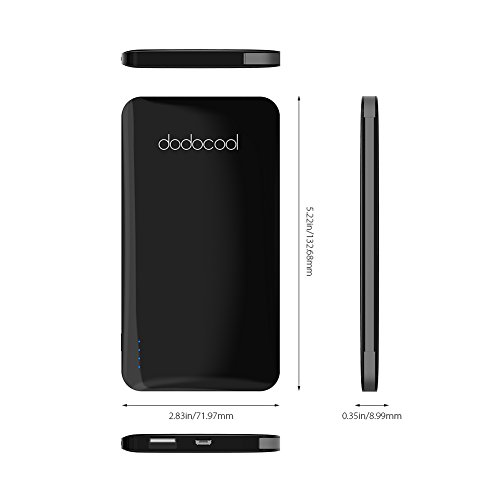 dodocool Mini Bater  a Externa MFI Certificado 5000mAh Ultrafino 2 Puertos Cargador Port  til con Micro USB Cable y Cable de Lightning Desmontable para iPhone 8   8 Plus   X   7   7 Plus   Samsung y otros Negro