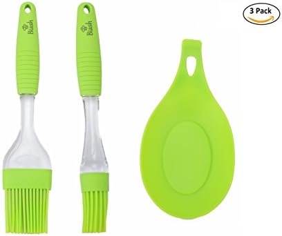 Blash – Premium &amp; Free Spoon Rest (Set of 3 Pastry Brush, Silicone Brush BBQ Brush – BBQ Brush with Attached Spoon Rest for Kitchen Accessories (Heat Resistant to 230 &amp; # X2070) – 100% Satisfaction Guarantee