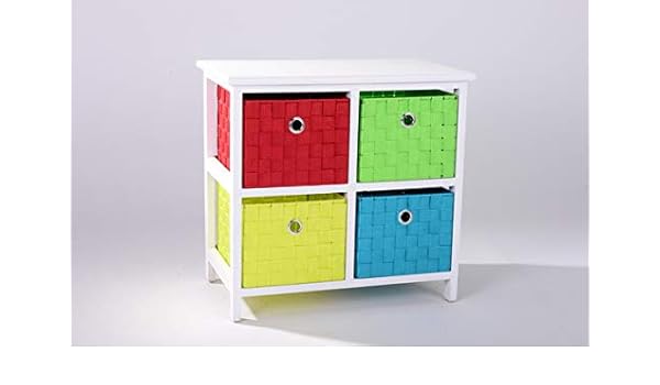 Eazygoods Canvas Wood 4 Drawer Cabinet For Kids Toys Chest Books