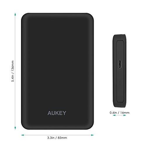 AUKEY Festplattengehäuse USB C 2,5-Zoll Festplatte Externes Gehäuse mit USB C Kabel für 7 & 9.5 mm 2.5” SATA HDD / SSD Kompatibel mit Windows und MAC Systems ( Schwarz ) - 6