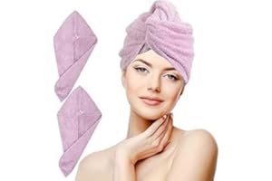 nice homeit Lot de 2 Serviettes à Cheveux Turban – 100% Coton filé à l'anneau, Doux et Confortable. Fabriqué en Italie (Rose)