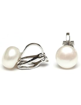 Idin Ohrclips clip, Güteklasse AA, mit Süßwasserperle Weißgold vergoldet, auf clip Ohrringe, Lieferung in hübscher...
