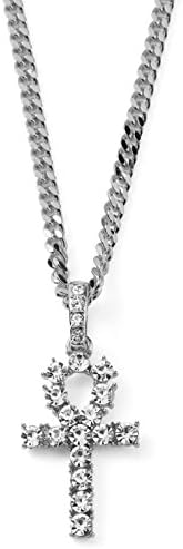 CACTUS88 Fashion 2 Colors Steel Exaggerate Crystals Egyptian Ankh Key Style Pendent Necklace (Silver)