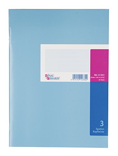 König & Ebhardt 8611031-7103K40KL Spaltenbuch mit Kopfleiste (A4, 3 Spalten, 40 Blatt) blau - 3