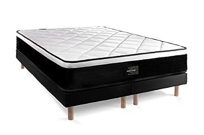 Prestige literie Ensemble Suite 160x200 Ressorts ensachés, mémoire de Forme 5 Zones Double sommier Noir