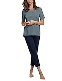 Klassischer Damen Schlafanzug von Schiesser. Zeitlos mit hohem Tragkomfort. 3/4 lange Hose mit Kurzarm Shirt im Set.