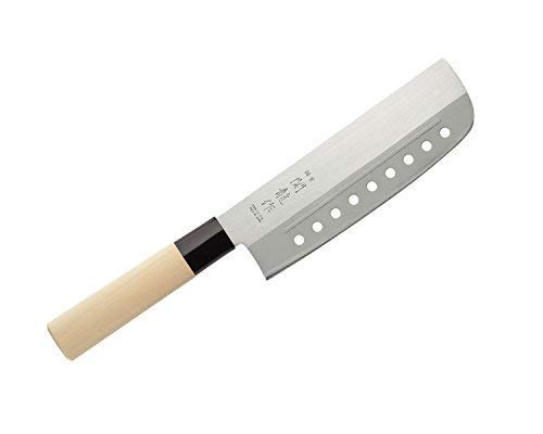 Nakiri couteau japonais professionnel avec trous - SR210 - Lame 16,5 cm en acier inoxydable - manche en bois de peuplier