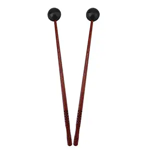 HEALLILY 2 Pcs Tongue Drum Mallets Wooden Drum Drumsticks Rubber Mallet Percussion Sticks Instrument Accessories, 2.5X24 CM, Black