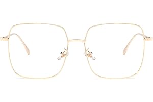 Dollger Blaulichtfilter Brille für Damen Herren Blaue Licht Blockieren Brille Square Metall Großer Rahmen Brille Anti Blaulicht PC TV Gaming