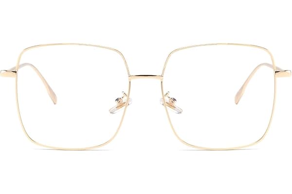 Dollger Lunettes Anti Lumière Bleue Lunettes Bloquant la Lumière Bleue Carré Métal Lunettes Grand Cadre Anti Lumière Bleue PC TV Gaming