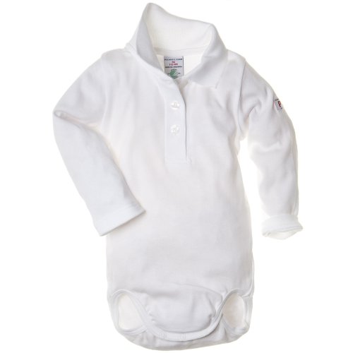 Polarn O. Pyret Unisex Baby Classic PO.P Collar Long Sleeve Bodysuit, Soft White, 4-6 Months