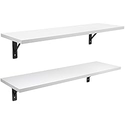 Homfa Etagère de Rangement Etagère Murale en Panneau Blanc pour Chambre Cuisine Salon(2PCS)