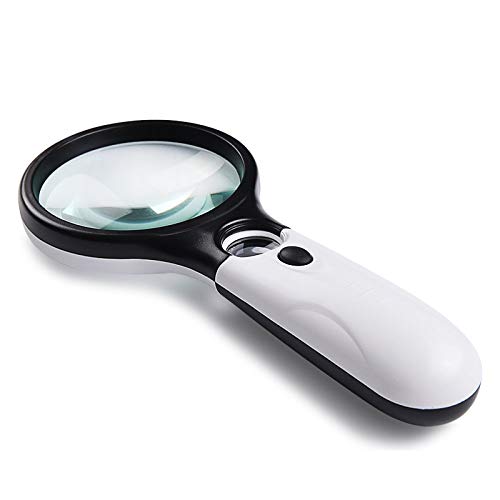 Illuminated Magnifying Glass Hd with Led Lights for Old Man Book Reading Jewelry Identification Watches DIY Crafts Carving and Repair Magnifier 5X 10x Lupe