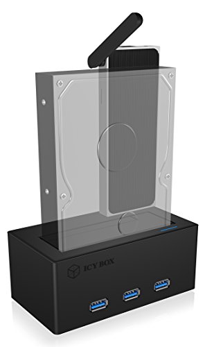 Icy Box IB-118U3-SPC Stick-PC Dockingstation & Speichererweiterung für 2,5″ (6,35 cm) & 3,5″ (8,9 cm) SATA HDD/SSD, HDMI In/Out, 3x USB 3.0, schwarz - 3