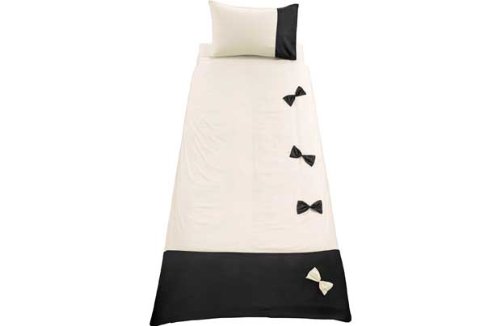 Bow Black and Cream Bedding Set - Single.