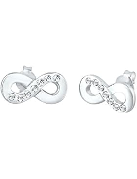 Elli Damen-Ohrstecker Infinity Unendlichkeit 925 Sterling Silbermit 14 Kristallen von Swarovski 14 mm