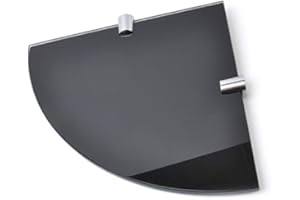BSM MARKETING Étagère d'angle en verre trempé de 6 mm et 200 mm (20,3 cm environ) Noir brillant pour salle de bain, chambre à coucher, cuisine...