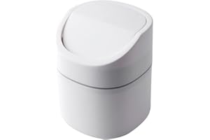 croselyu Mini Desktop Mülleimer mit Deckel Sanitär Eimer schälen Melone Samen Shell Müll Mülleimer Auto Mülleimer,1 Stück(Weiß)