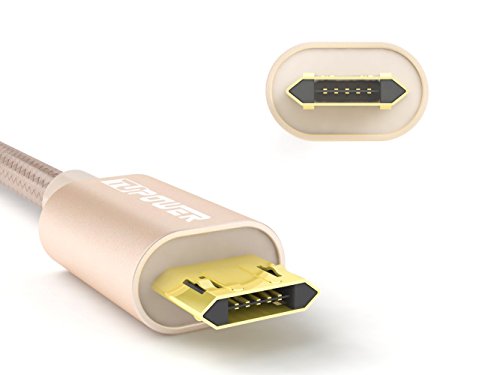 3-er-Pack USB auf Micro USB Kabel Reversible Datenkabel mit Nylon für Ladekabel Samsung Galaxy S5 S6 S7 Edge mini A5 A3 2016 Huawei Mate 8 Handy 1m lang 2A Gold - 3