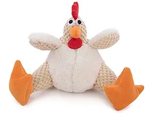 Small White Rooster with Chew Guard Technology Plush Dog Toy