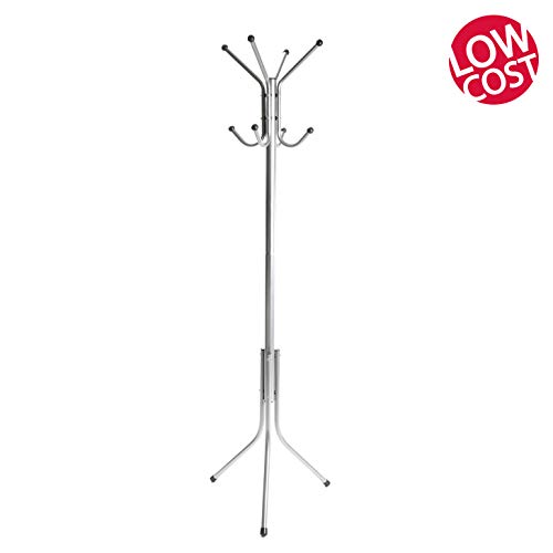 Versa 19840152 Perchero de pie Silver, 176x50x50cm, Metal, 8 colgadores