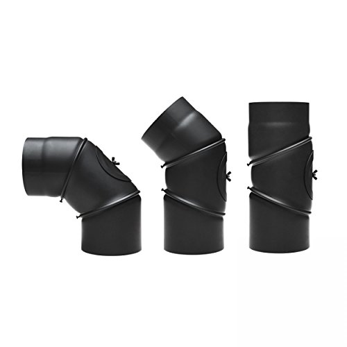 raik SH031-180-sw Rauchrohrbogen / Ofenrohr 180mm – 0° – 90° mit Reinigungsöffnung schwarz - 2