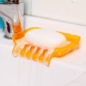 MUMENG Soap Dish Yellow Simple Style Double Suction Drainage Slots Soap Holders Plastic Material Safe More Durable Rectangular Hand Craft Easy to Clean Soap Holder