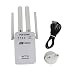 Produktbild JohnJohnsen 1200 Mbps Dual Band 2,4 GHz / 5,0 GHz Super Speed WiFi Repeater Router Wireless Range Extender Mit 4 externen Antennen (weiß)