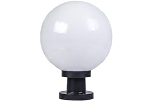Sobeta Outdoor IP65 Waterproof Garden Post Light Modern Industrial Column Lamp Spherical Globe Ball Pillar Lantern Patio Landscape Lighting E27 External Fence Deck Table Lamp, 25x34cm