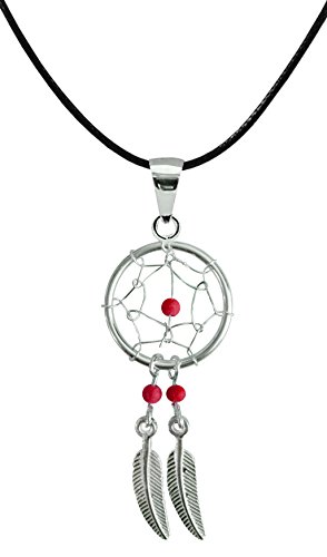 Hand Made Silver Dreamcatcher Pendants with Genuine Stone Beads That Comes in Coral, Turquoise, Onyx, Lapis and White.