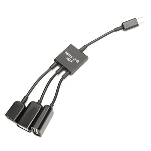 USB 2.0 HUB Verteiler 3 Port Way Micro USB Schwarz 19cm NEU - 3