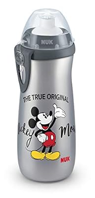 NUK 10255416 Disney Mickey Mouse Sports Cup Gourde anti-fuite sans BPA pour enfant Gris 450 ml