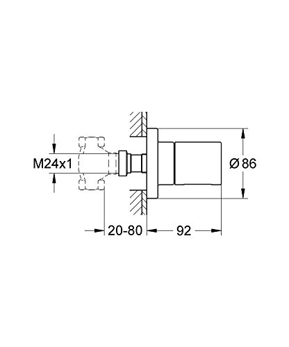 GROHE Grohtherm 3000 Cosmopolitan Regler für die Wassermenge, passend für Unterputzventile 19470000 - 2