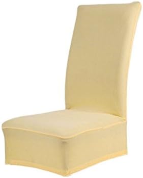 Vangaret Spandex Stretch Removable Washable Short Hotel Dining Chair Protect Cover Slipcover Stretchy Seat Cover, Banquet Chair Seat Cover for Hotel, Wedding and Ceremony (Beige)