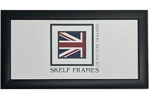 Skelf Frames 22 x 6 inches (glass/picture size) Panoramic Picture Photo Frame in Matt Black Wood with Glass Hand Made in Yorkshire (Multiple Styles and Sizes)