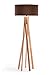 Produktbild Hochwertige Design Stehlampe Tripod mit Stoffschirm in creme-braun und Stativ/Gestell aus Holz Echtholz (Buche) | H= 160cm | Stehleuchte | Natur | Handgefertigte Leuchte