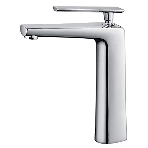 OOVOV Grifo Monomando de baño, Moderno, de Cromo Pulido, con un Solo Agujero, Grifo Mezclador para Lavabo, Grifo para Agua fría y Caliente