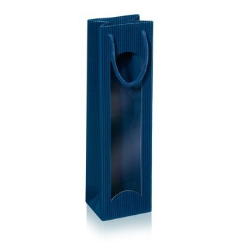 10 x Weintragetasche, Weinverpackung, Flaschentasche (1 Flasche) - Focus saphir (blau)
