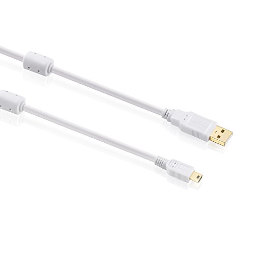 Kab24® USB 2.0 Premium HighSpeed Kabel HQ weiss USB Schnelladekabel 2A Quick Charge Ferritkern und 24K vergoldet AWG 28 / 24 - 2