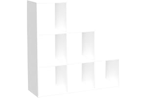 Rebecca Mobili Biblioteca Escala Estantería Blanco Madera 6 Cuartos Dormitorio Salón Diseño Moderno Organización Hogar Libros Adornos(Cod. RE6039)