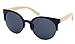 Produktbild Panelize Vintage Cateye Spiegel Sonnenbrille mit Holzrahmen getönte Gläser Unisex Bamboo Bambus (Schwarz)
