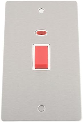 A5 CSWSFWHL 45 A Cooker Switch With Flat White Insert and Neon Indicator - Satin Matt Chrome