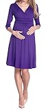 Happy Mama Damen Umstandskleid Festlicher Stretchkleid V-Ausschnitt 282p - 2