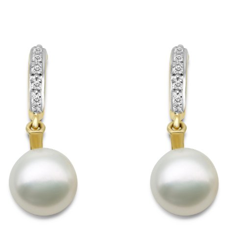 MIORE Ohrringe 9 Karat (375) Gelbgold Brillanten und Perlen SA915E