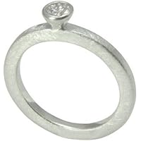Silberring 2 mm breit mit Zirkonia-Stein (Sterlingsilber 925) Zirkoniaring Beisteckring